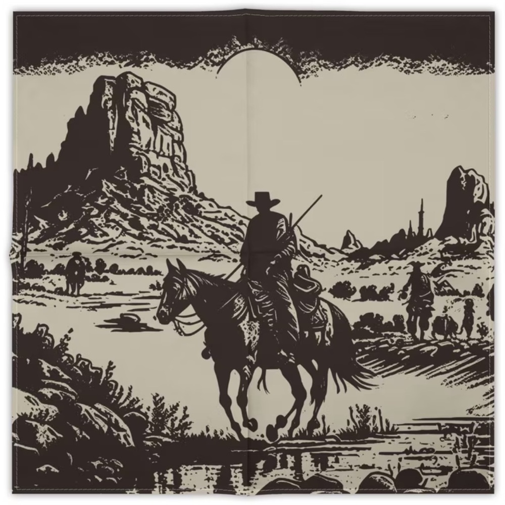 🐎 Western Desert Cowboy Scene Square Bandana Scarf